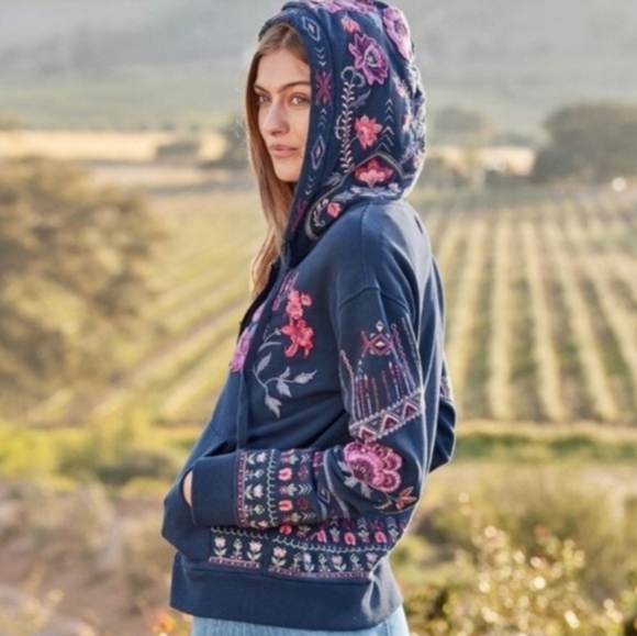 DRIFTWOOD Teddy Embroidered Floral Zip Up Hoodie - Picture 9 of 9